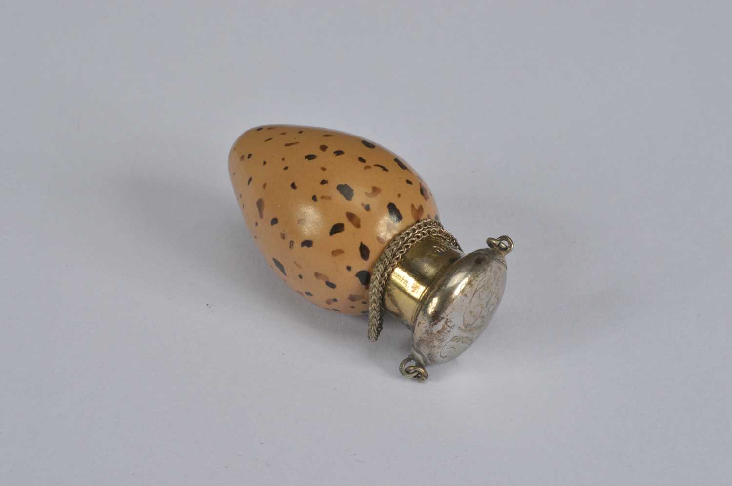 Lot 336 - A small Victorian novelty porcelain and silver topped scent bottle