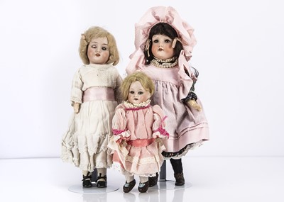 Lot 122 - Three German small bisque headed dolls