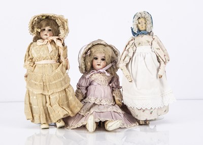 Lot 123 - Two German small bisque headed dolls