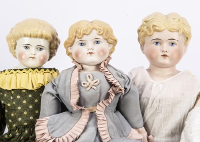 Lot 132 - Two bisque and a china German shoulder head dolls
