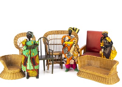 Lot 135 - Doll’s chairs and African dolls