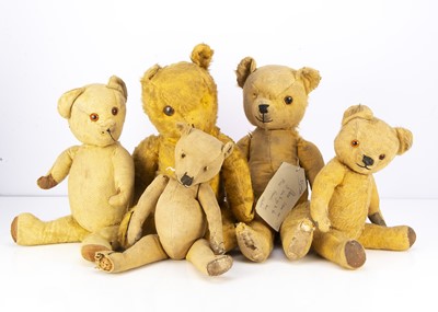 Lot 219 - Five balding British teddy bears
