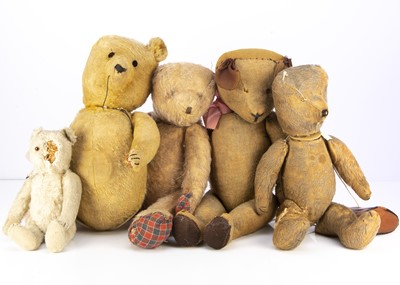 Lot 225 - Five teddy bears for restoration