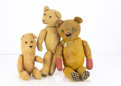 Lot 229 - Three 1920-30's German slotted in ear teddy bears