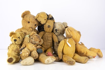 Lot 232 - Eight English teddy bears for restoration