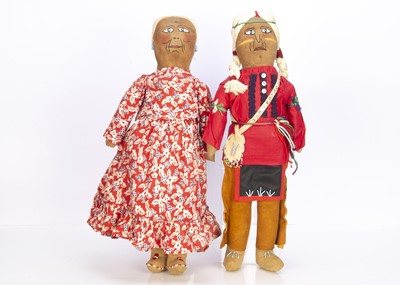 Lot 257 - Two rare special order large size Oklahoma Native American Indian dolls