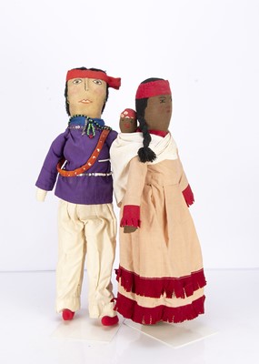 Lot 258 - Two cloth Native American Indian dolls