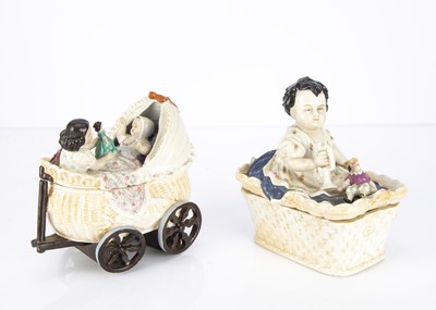 Lot 263 - Two late 19th century Continental porcelain child trinket boxes