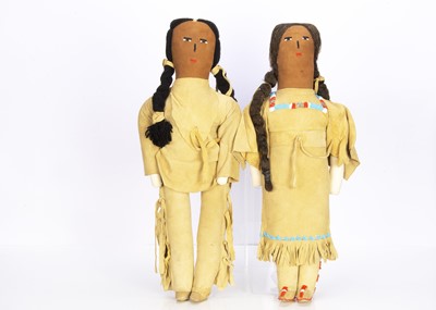 Lot 271 - Two rare special order large size Native American Indian dolls