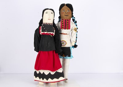 Lot 280 - Two rare special order large size Native American Indian dolls