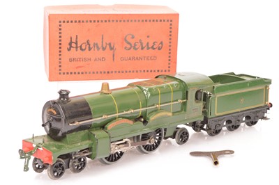 Lot 56 - A Repainted Hornby 0 Gauge clockwork No 3 GWR 'Caerphilly Castle' Locomotive and Tender (3)