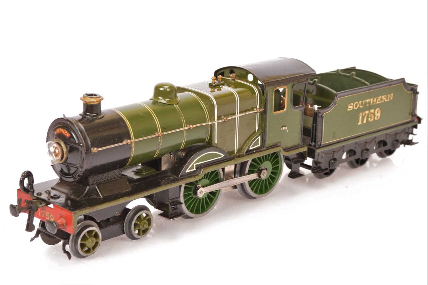 Lot 65 - A part-repainted Hornby 0 Gauge electric SR No 2 Special Locomotive and Tender (3)