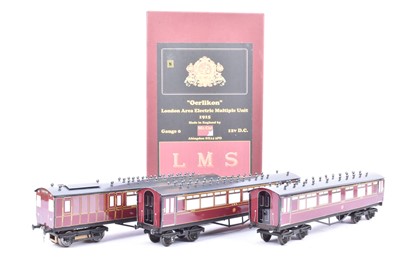 Lot 98 - Mr Cat (Brian Wright) 0 Gauge LMS maroon London Area 'Oerlikon' 3-Car EMU