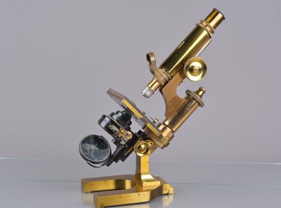 Lot 5 - A late 19th Century lacquered brass Leitz Compound Monocular Microscope