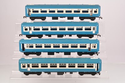 Lot 191 - Four Tri-ang Big Big 0 Gauge  blue and white bogie Coaches