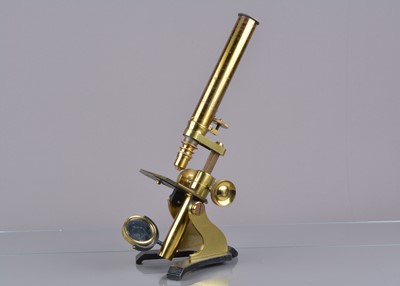 Lot 6 - A 19th Century lacquered brass Compound Monocular Microscope