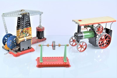 Lot 367 - A boxed Mamod TE1a Traction Engine Meccano Beam Engine and related items