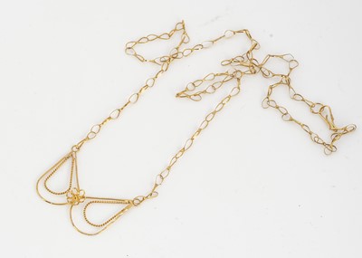 Lot 12 - A continental yellow metal necklace and butterfly pendant