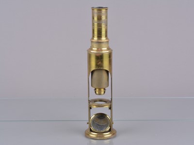 Lot 7 - An mid-19th Century lacquered brass Compound Monocular Drum Microscope