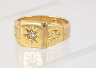 Lot 98 - An 18ct gold diamond set signet ring