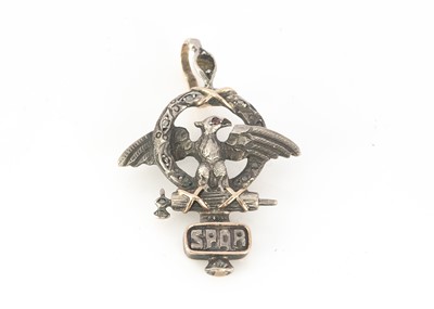 Lot 118 - A 19th Century archaeological revivalist silver, gold and diamond set SPQR Roma emblem