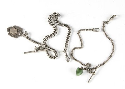 Lot 173 - Two silver and silver plated  curb linked fob watch chains
