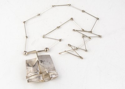 Lot 174 - A Lapponia silver 'O2X' pendant and necklace by Bjorn Weckstrom