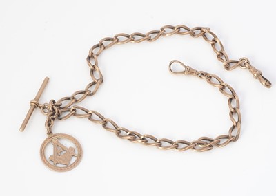 Lot 217 - A 9ct gold curb linked double albert watch chain
