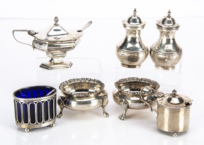 Lot 360 - A group of Victorian and later silver cruet items