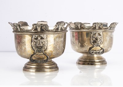 Lot 411 - A pair of George V silver small Monteith bowls by HE Ltd