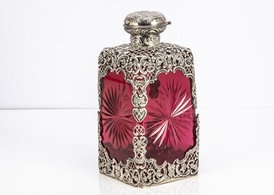 Lot 413 - A pretty red cut glass decanter