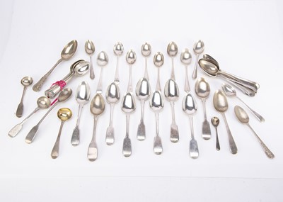 Lot 423 - A collection of Georgian and Victorian and later silver and teaspoons and other spoons