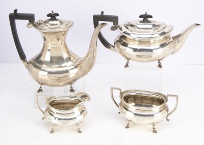Lot 426 - A George V silver four piece tea and coffee set by JS