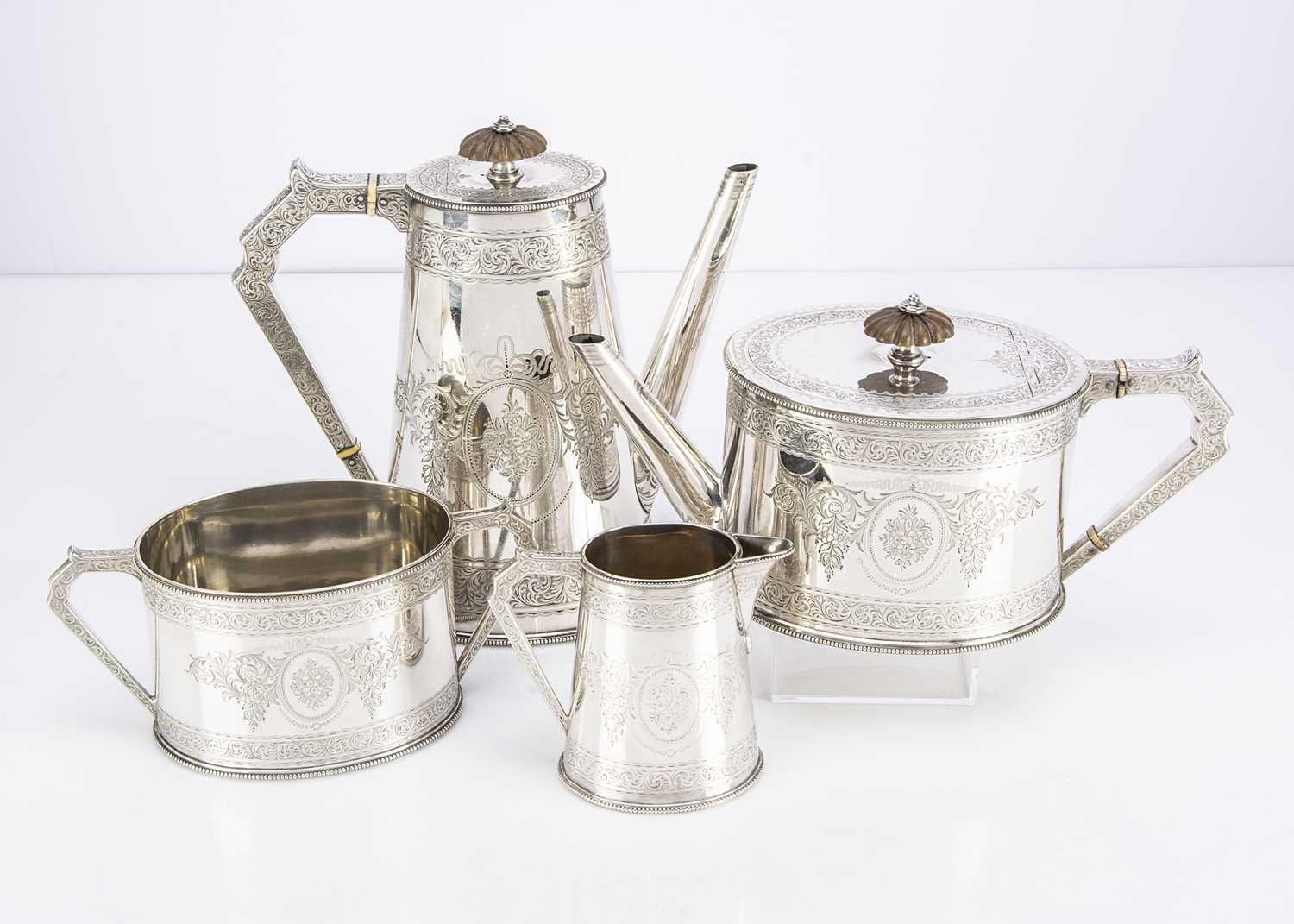 Lot 456 - A good Victorian four piece silver tea set by Frederick Elkington