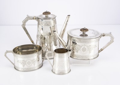 Lot 456 - A good Victorian four piece silver tea set by Frederick Elkington
