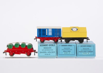 Lot 388 - Limited Edition Hornby Dublo 00 Gauge 3-Rail wagons built by Bran Huxley in the style of Hornby 0 Gauge