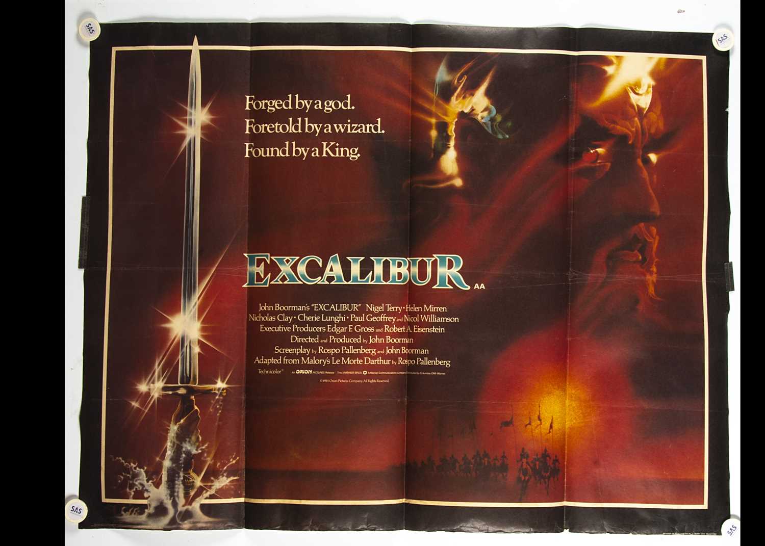 Lot 431 - Excalibur (1981) UK Quad poster
