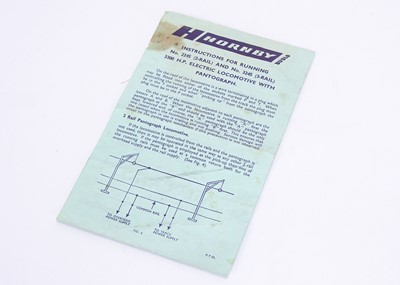 Lot 395 - Hornby-Dublo 00 Gauge single instruction sheet for running late issue 2245 and 3245 3300 H P Electric Locomotive with pantograph