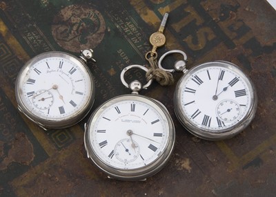 Lot 14 - Three Victorian and later silver open faced pocket watches
