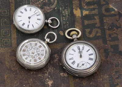 Lot 15 - Three small Victorian and later silver open faced pocket watches