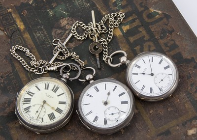 Lot 16 - Three Victorian and later silver open faced pocket watches