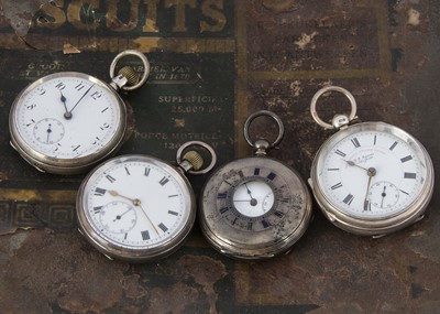 Lot 27 - Four late 19th and early 20th century silver pocket watches