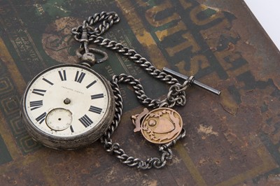 Lot 36 - A Victorian silver open faced pocket watch with chain