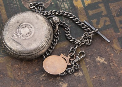 Lot 36 - A Victorian silver open faced pocket watch with chain