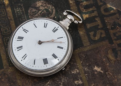 Lot 42 - A George III silver oversized pair cased pocket watch