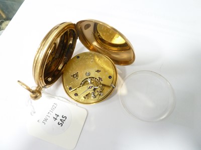 Lot 44 - A Victorian 18ct gold full hunter pocket watch by John Bruce