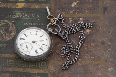 Lot 52 - A Victorian silver open faced pocket watch with chain