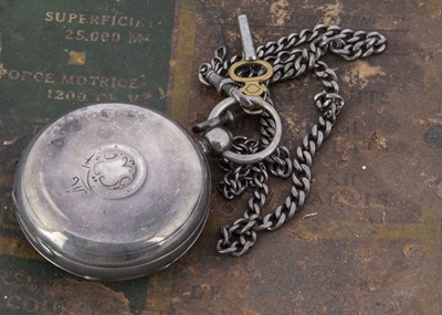 Lot 52 - A Victorian silver open faced pocket watch with chain