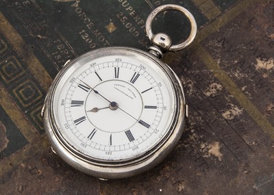 Lot 53 - A late Victorian large silver centre seconds chronograph pocket watch by Rhodes & Sons