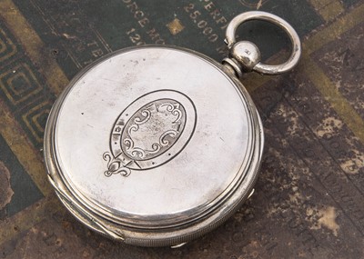 Lot 53 - A late Victorian large silver centre seconds chronograph pocket watch by Rhodes & Sons